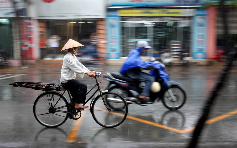 Bicycle in the rain of Saigon