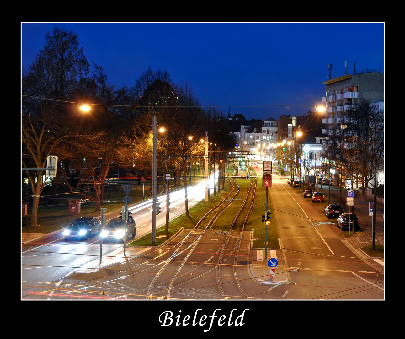 Bielefelder Straßen bei Nacht