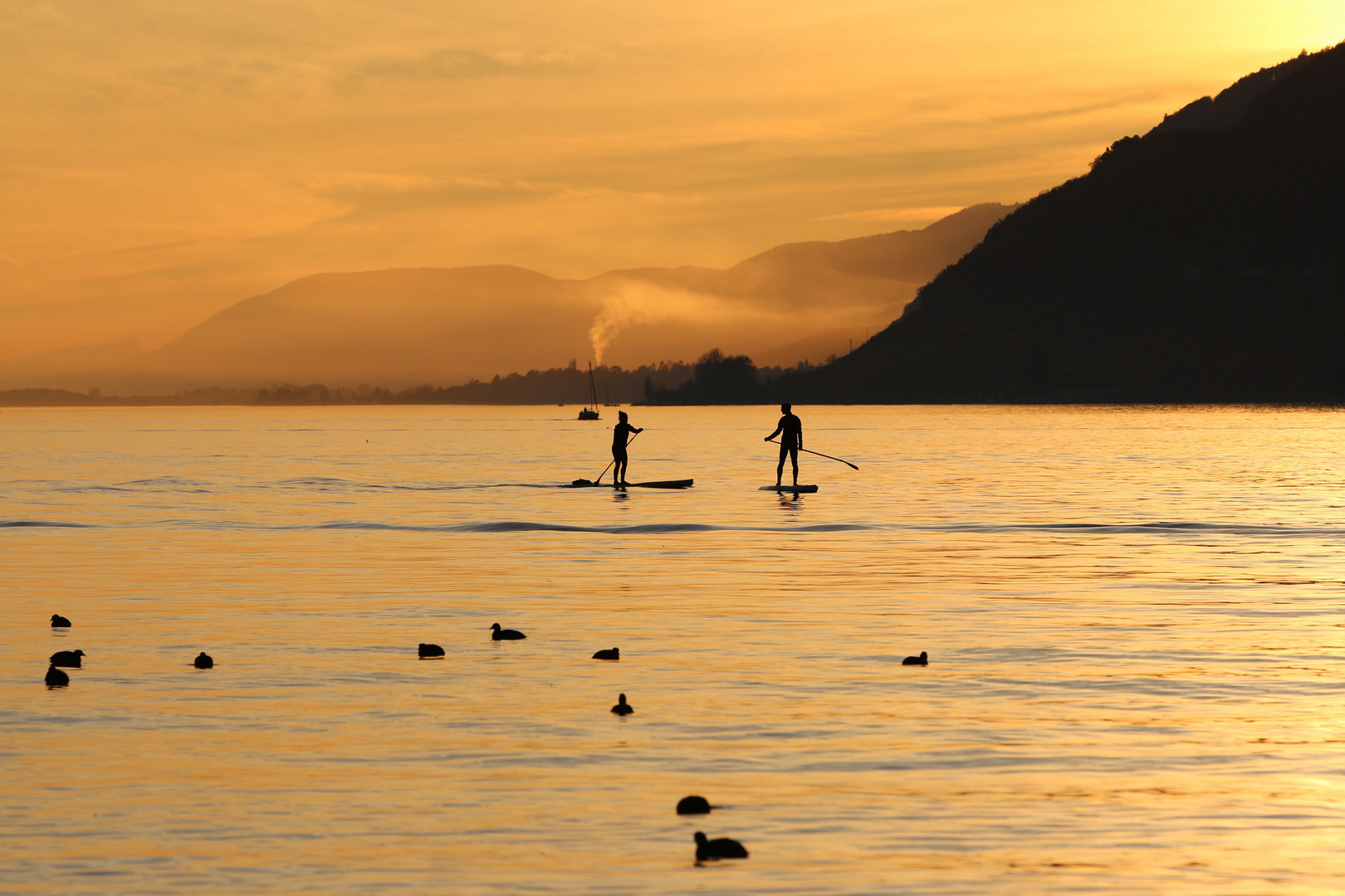 Bielersee bei Sonnenuntergang