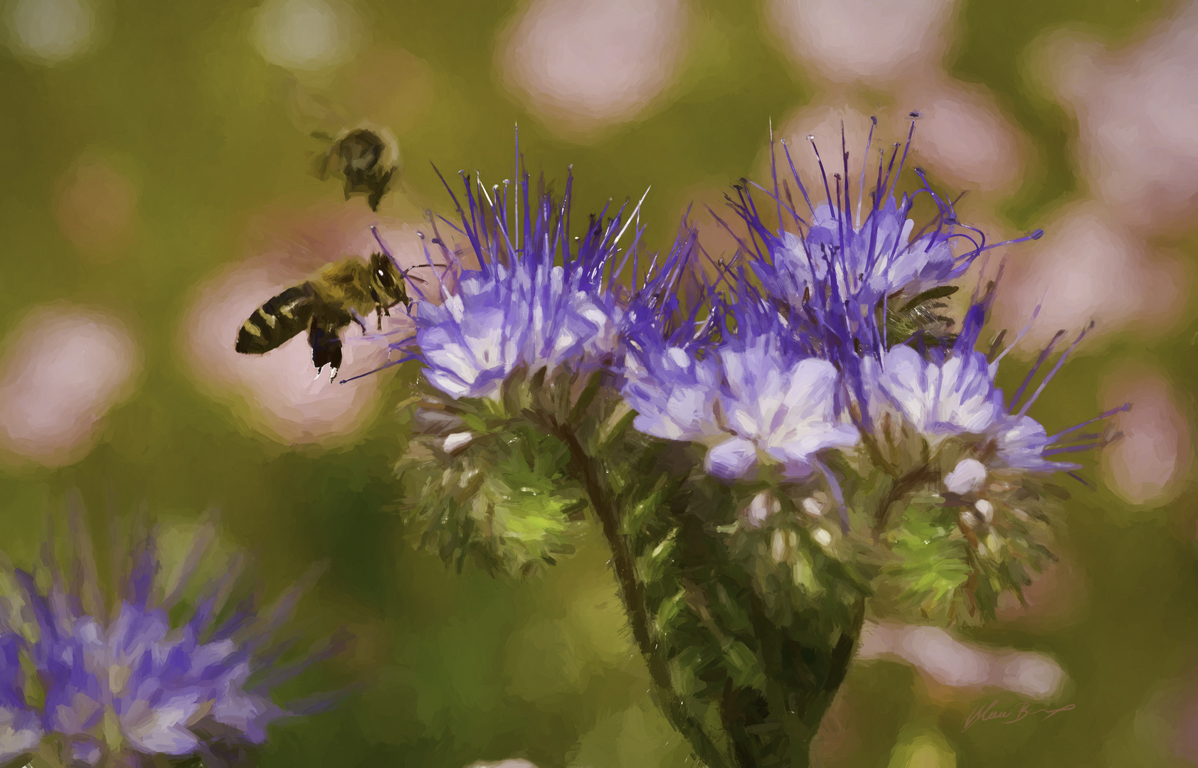 Bienen im Anflug als Gemälde