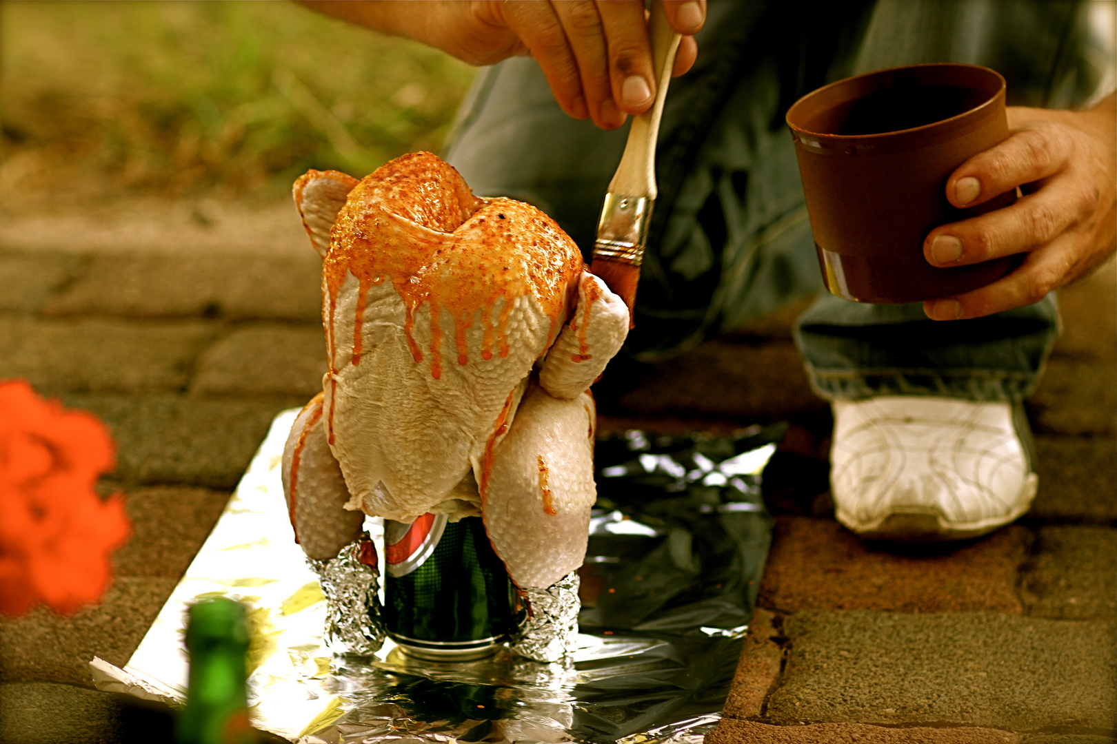 Bierdosen-Huhn...ähh...Hahn