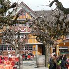 Biergarten im April in Appenzell / Schweiz