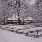 Biergarten im Schnee