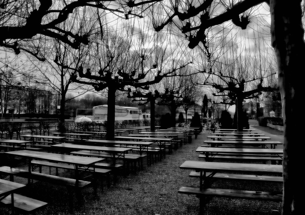 Biergarten im Winter