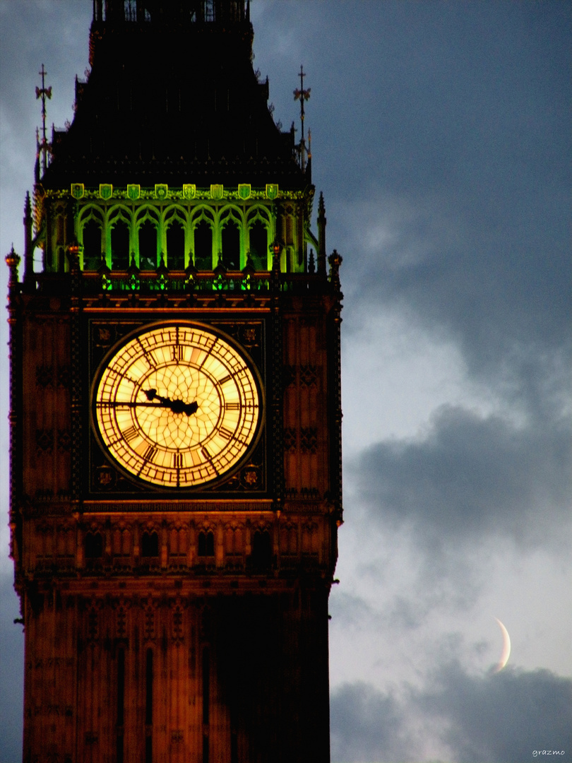 Big Ben with moon