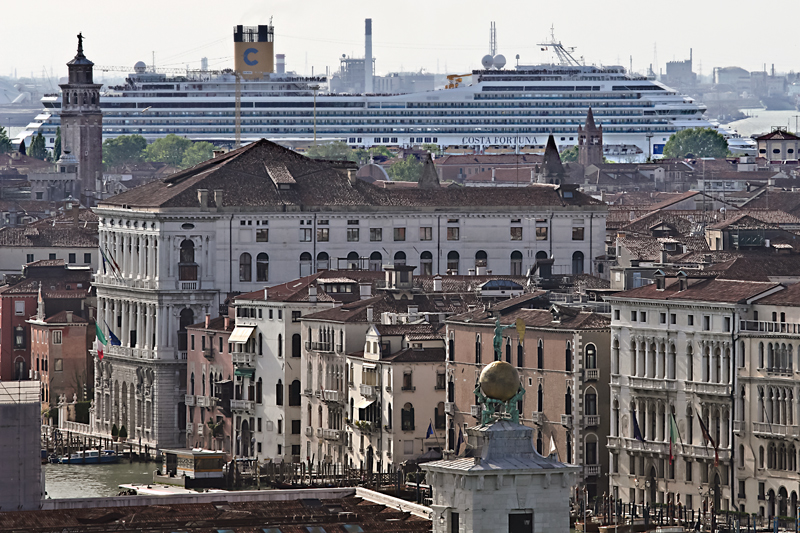 big ship in the city