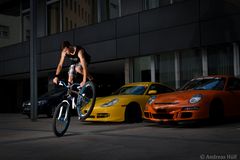 bike session in front of cars