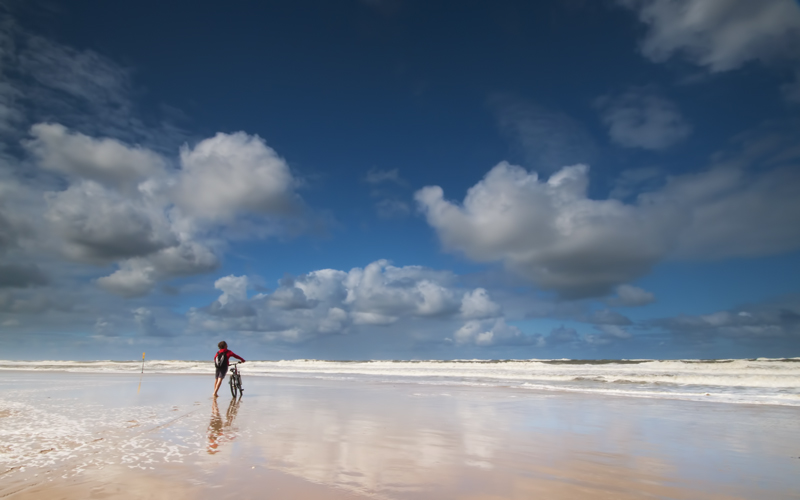 Biker by the sea