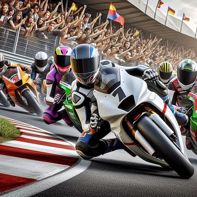 Biker in Schräglage...