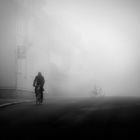 Bikers in the fog