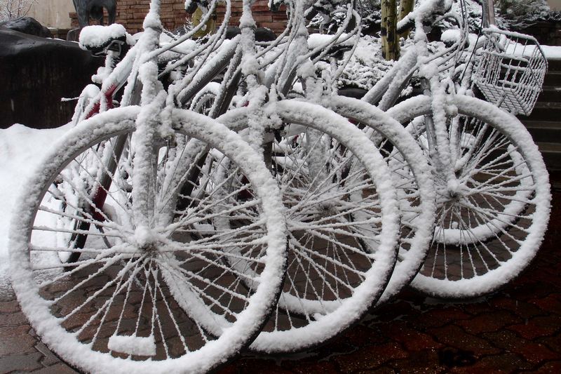 Bikes with snow