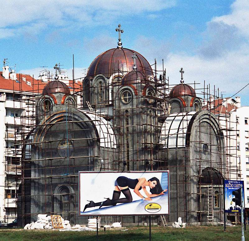 bilboard and curch in Belgrade