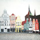 Bild Neuer Markt in Rostock, gemalt 2012 von Sandra Scheffler (SunnyDesign), Acryl, 40x30