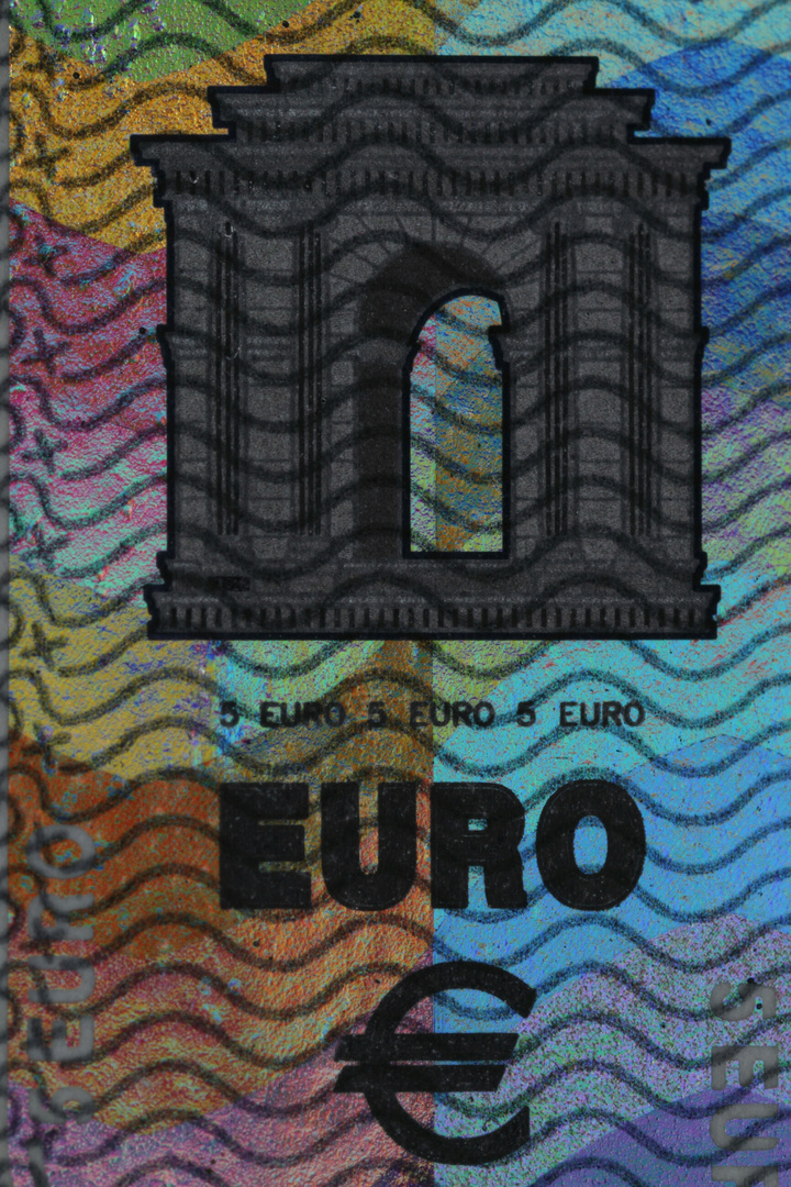 Bild von einem Hologramm eines 5 Euro Scheins