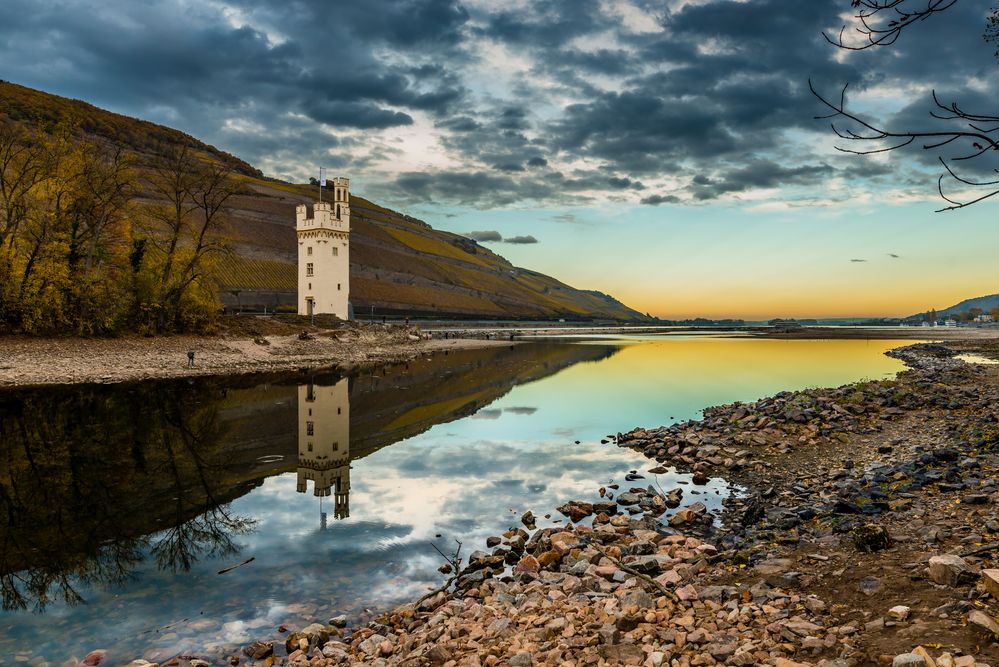 Binger Mäuseturm bei Niedrigwasser 40