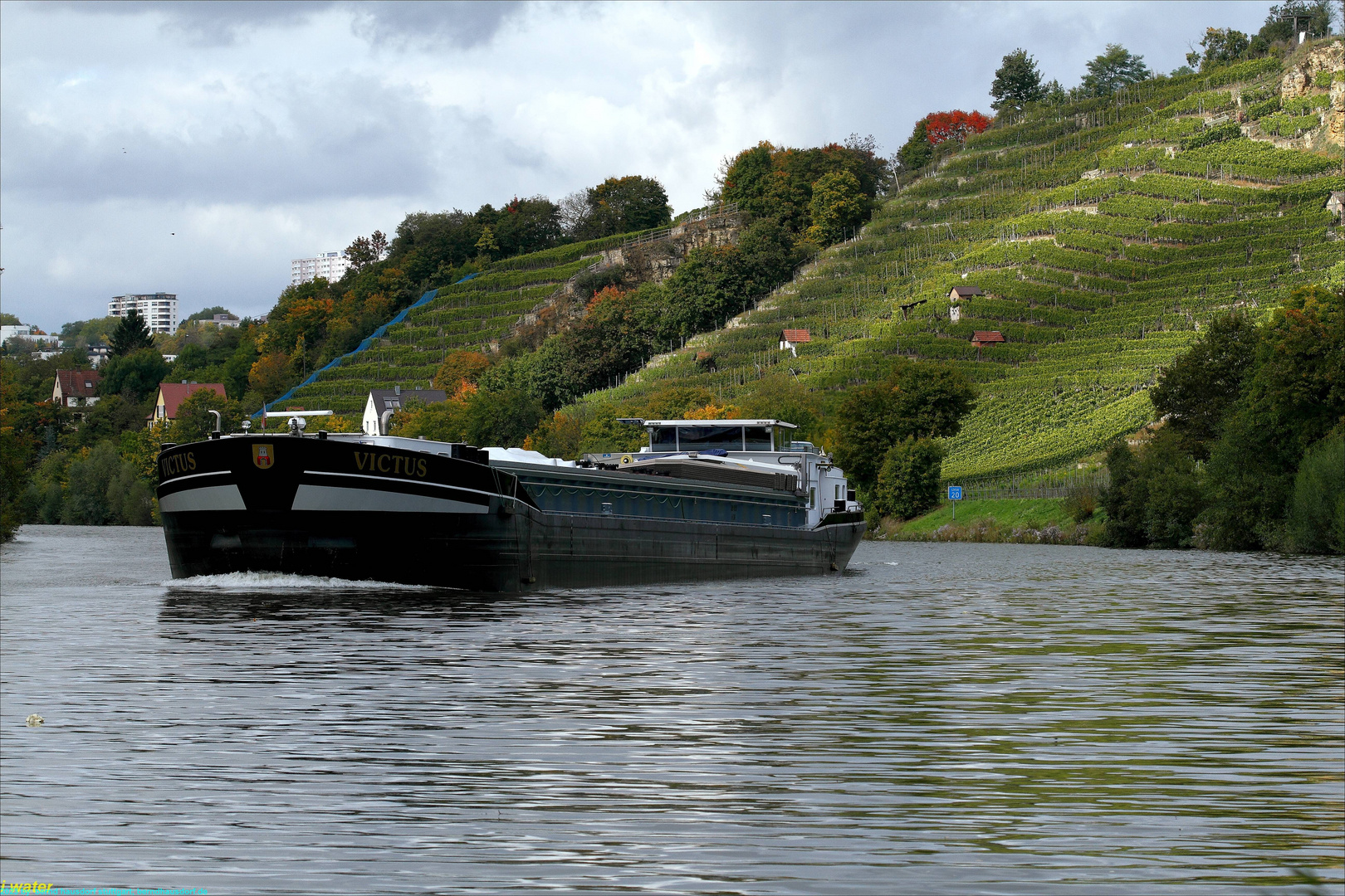 Binnenschiffer auf dem Neckar bei Stuttgart