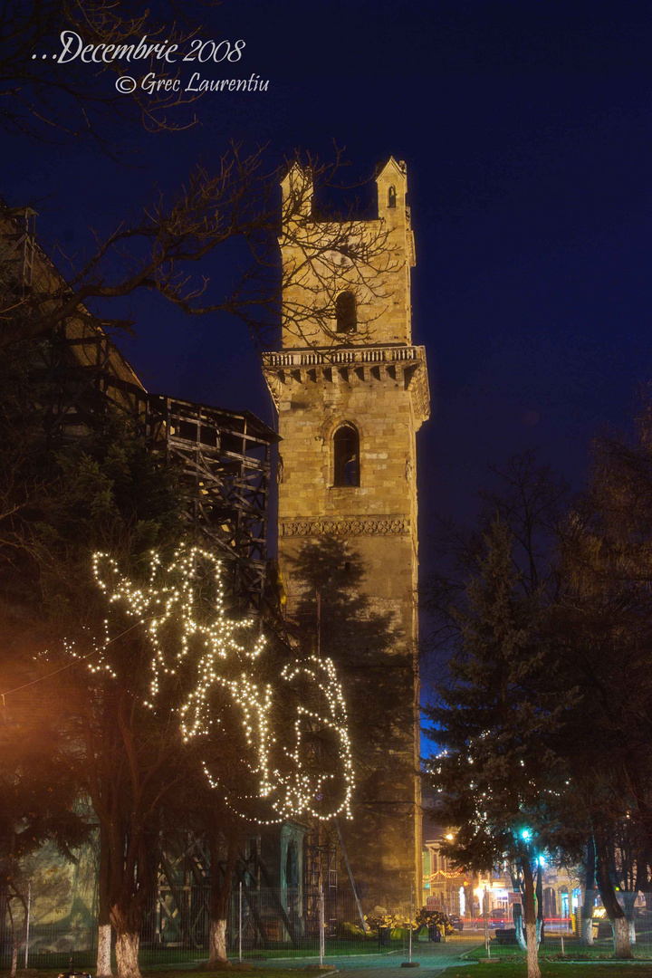 Bistri&#539;a - Biserica Evanghelic&#259; ,Decembrie 2008 -imagine(trista) de sezon.