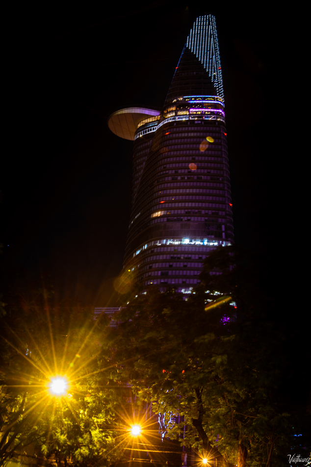 Bitexco building at night, a current tallest building in Saigon