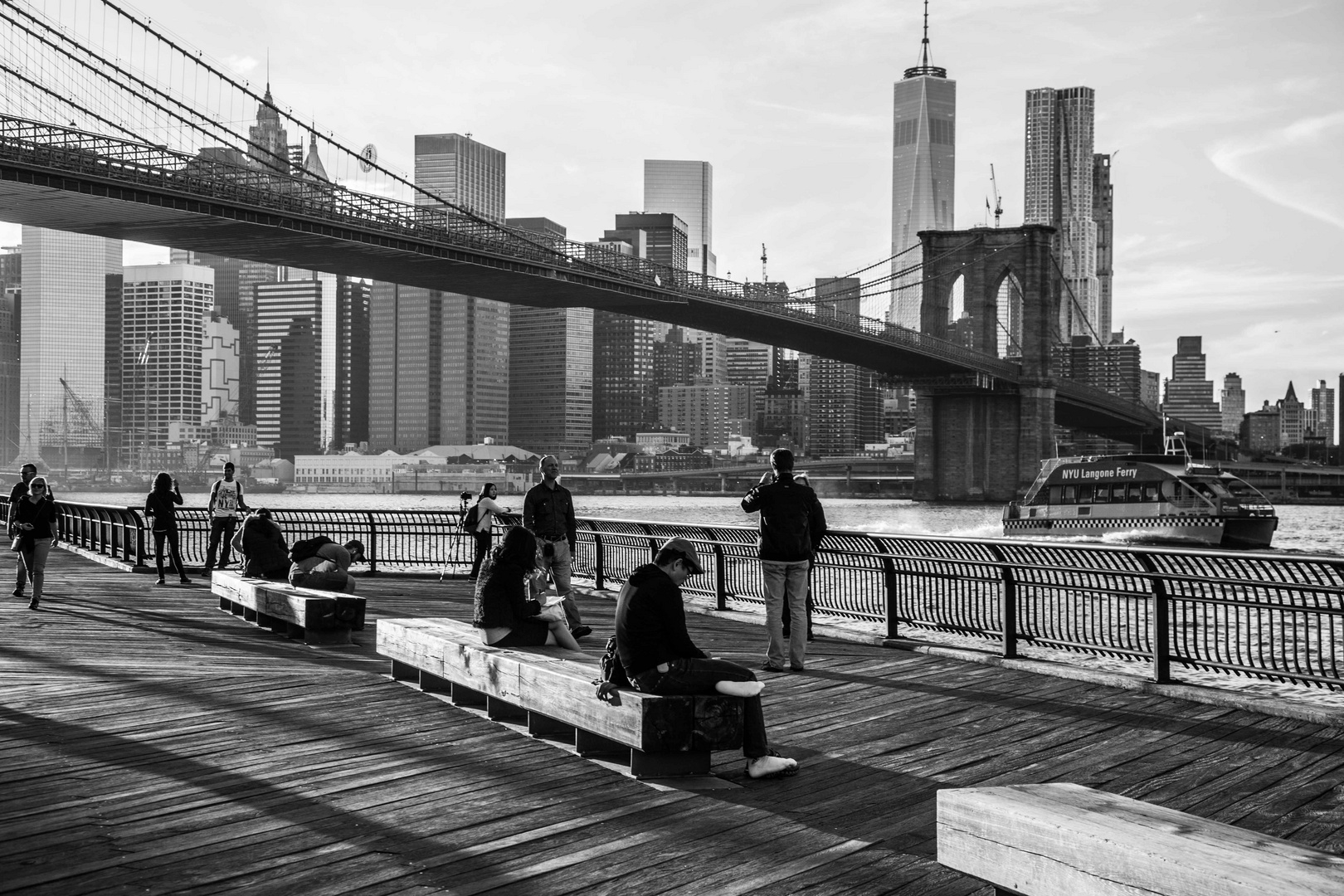 Bklick auf Brooklyn Bridge und Manhattan