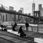 Bklick auf Brooklyn Bridge und Manhattan