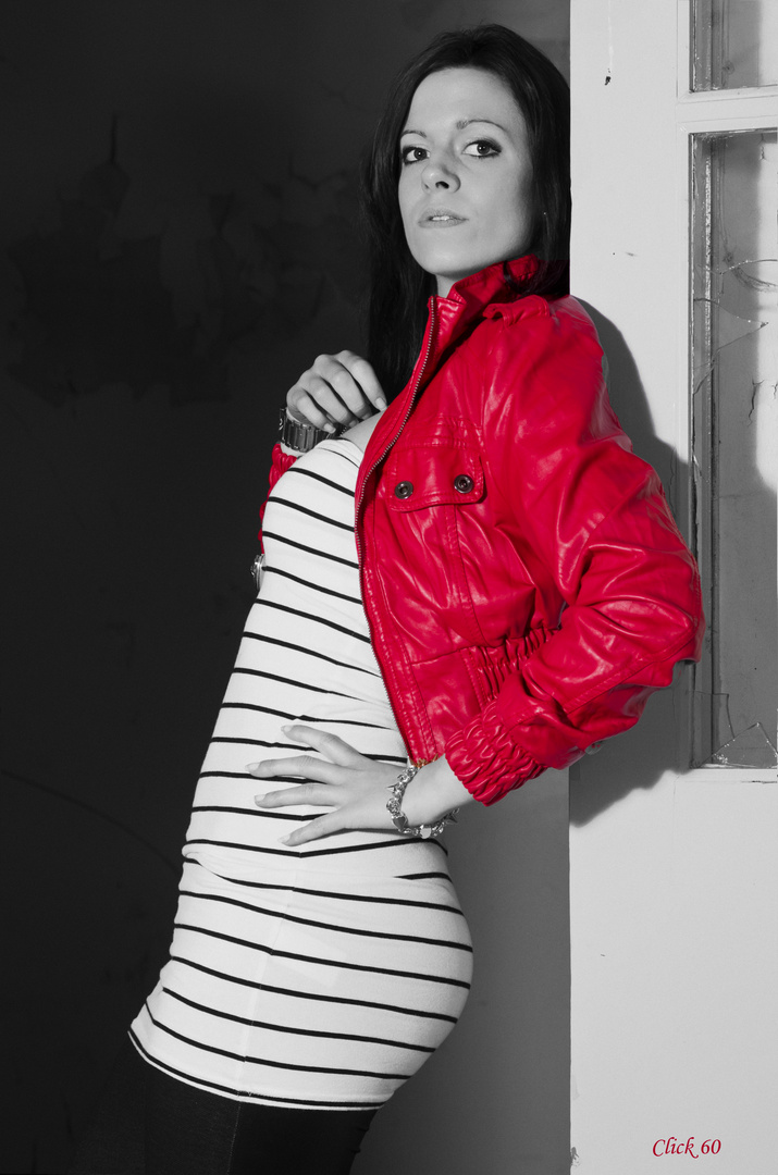 black and white with a touch of red outfits