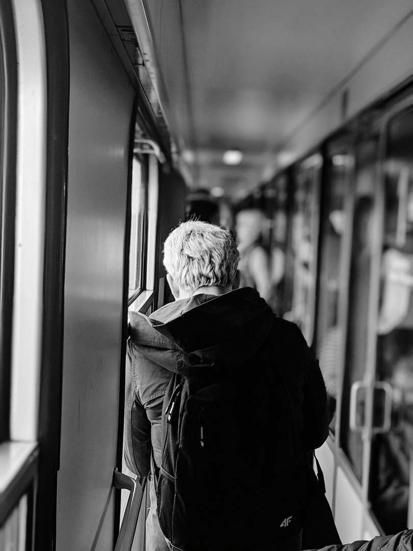 Black-and-white in train