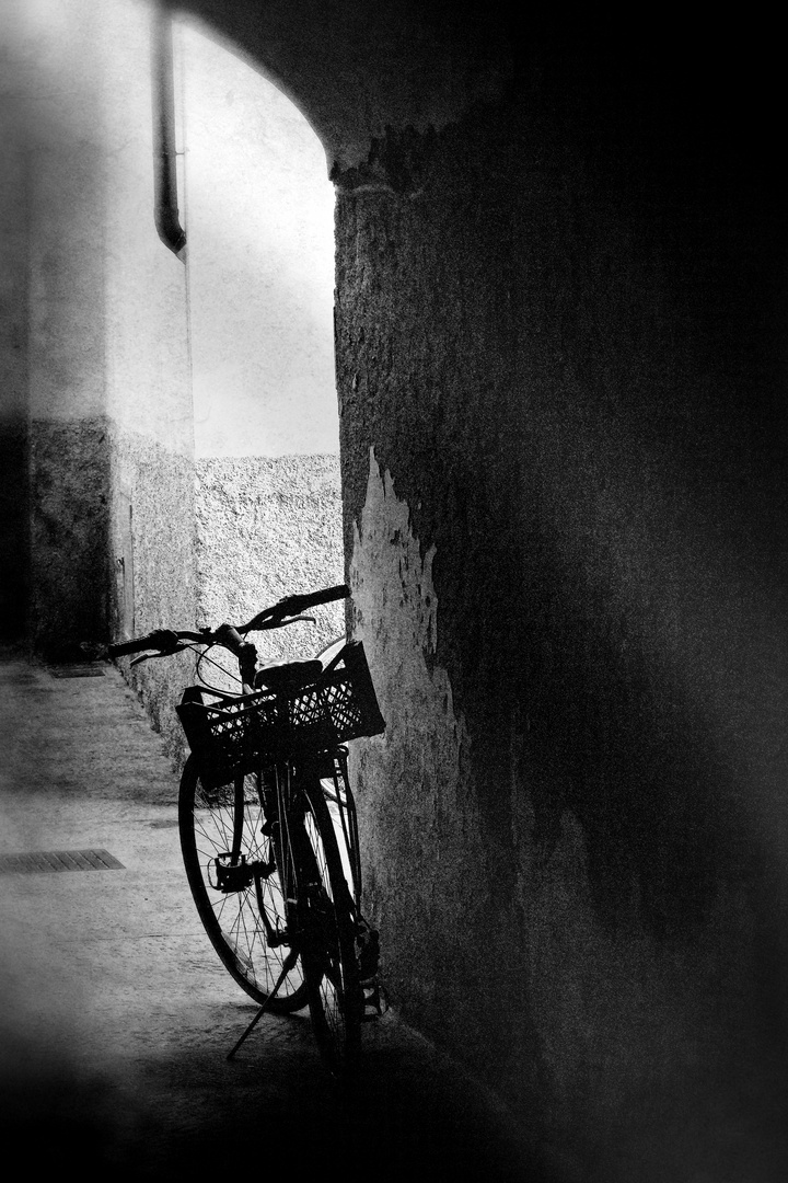 black basket on a black bike