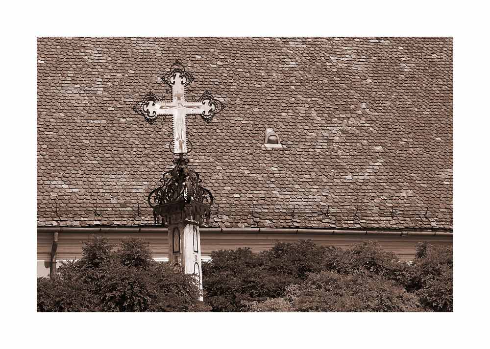 Black death cross in Szentendre, Hungary