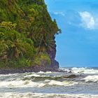 Black sand beach view