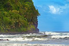 Black sand beach view