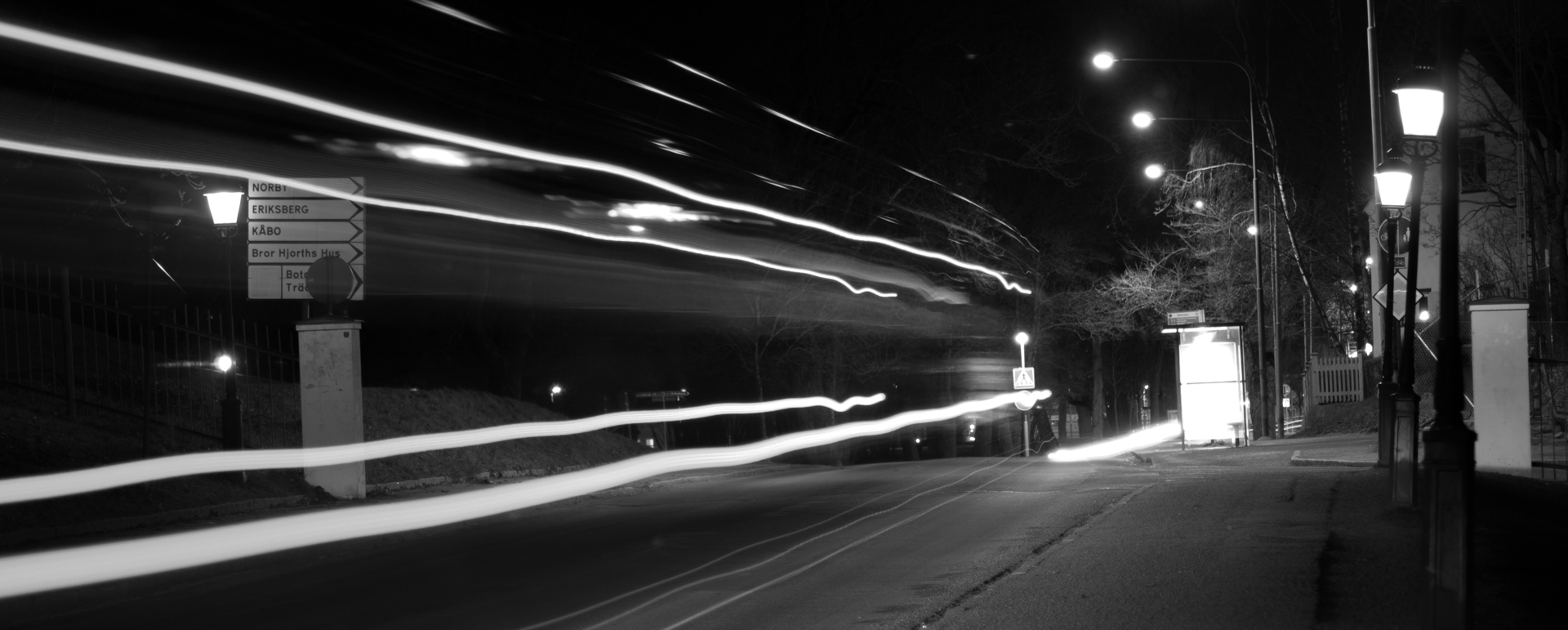 Black & white light at night