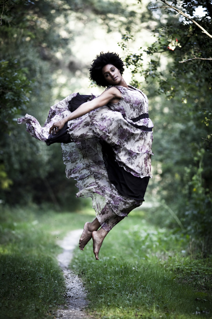 Black woman in forest