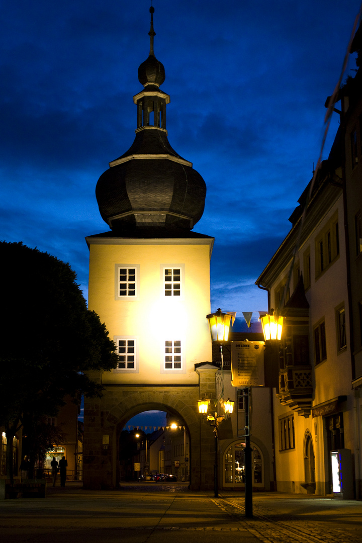 Blankenburger Tor in Saalfeld bei Nacht