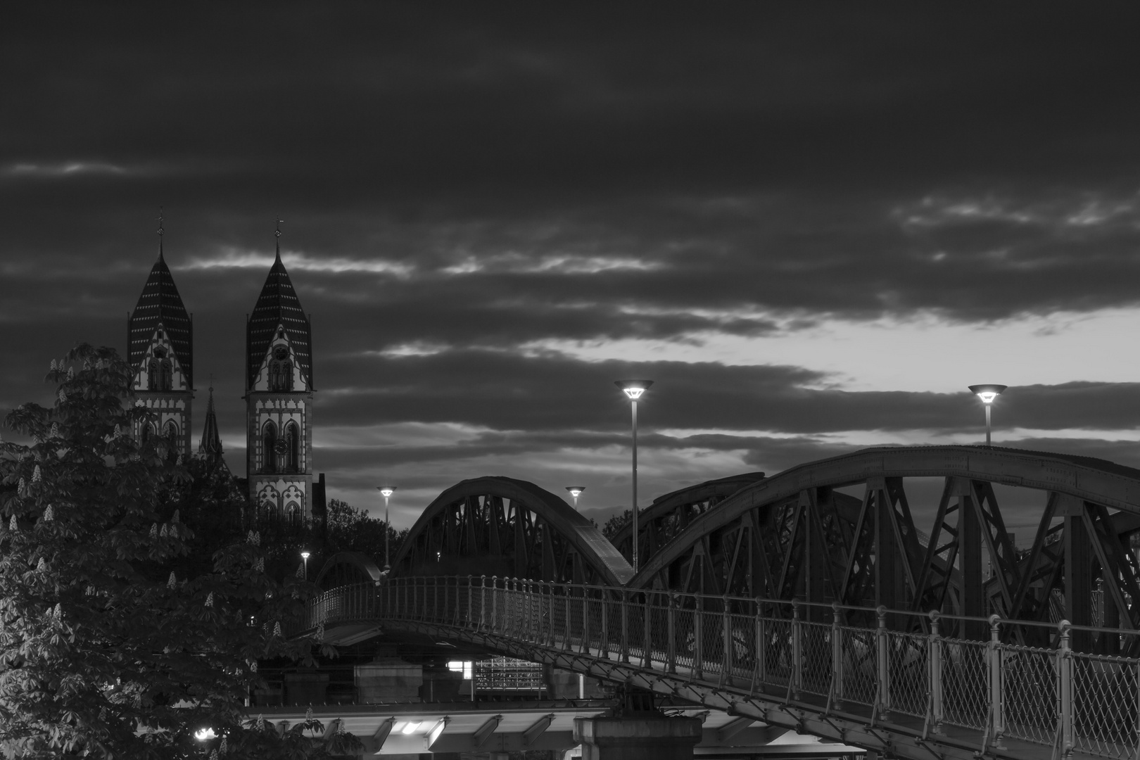 "Blaue" Brücke - Freiburg bei Nacht