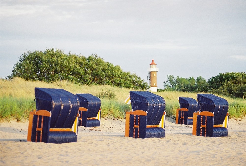 Blaue Strandkörbe