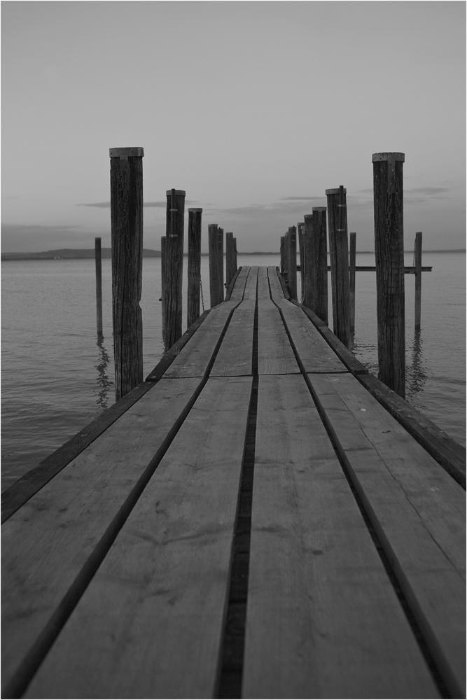 Blaue Stunde am Bodensee - s/w