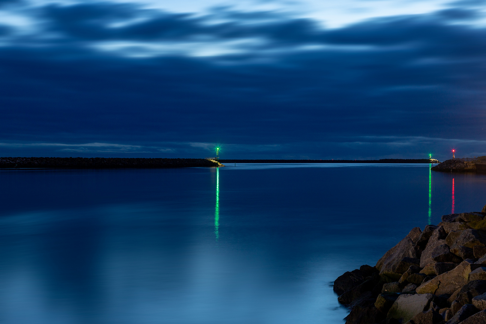 Blaue Stunde am Hvide Sande Hafen