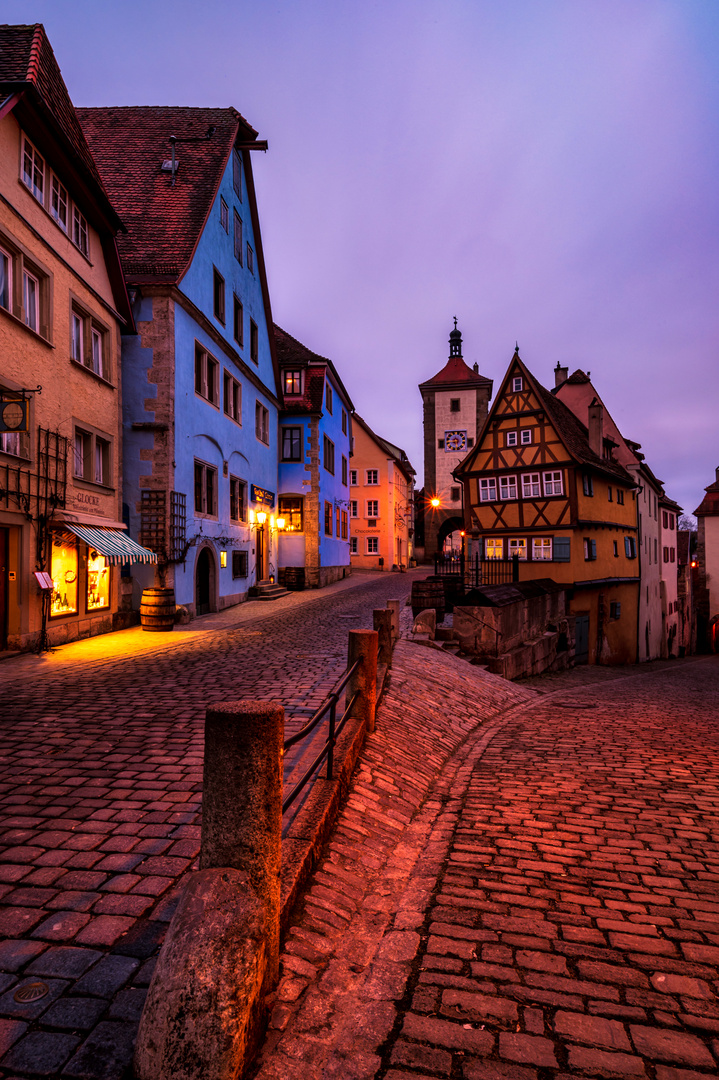 Blaue Stunde am Plönlein in Rothenburg ob der Tauber