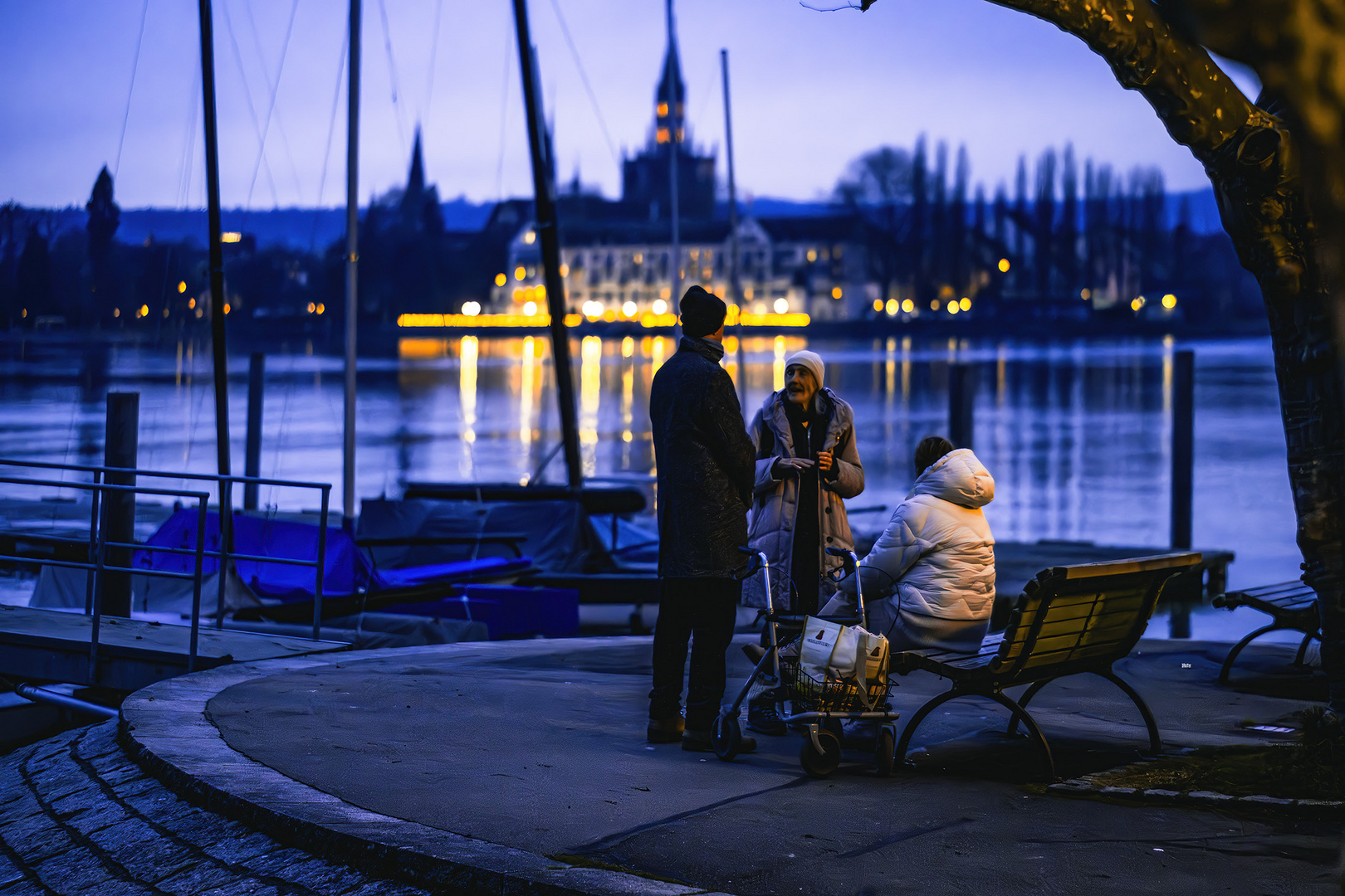 Blaue Stunde am See Hafen Münster Gespräch 5576-RR