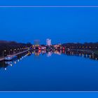 Blaue Stunde an der Schleuse Dorsten des Wesel-Datteln-Kanales