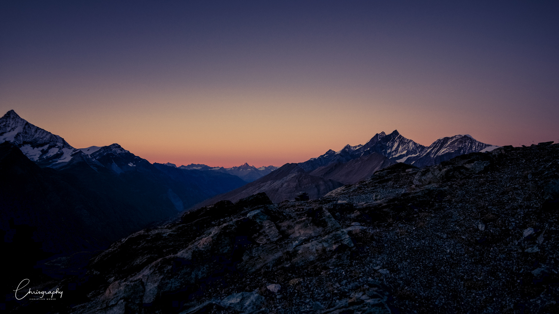 Blaue Stunde auf dem Gornergrat