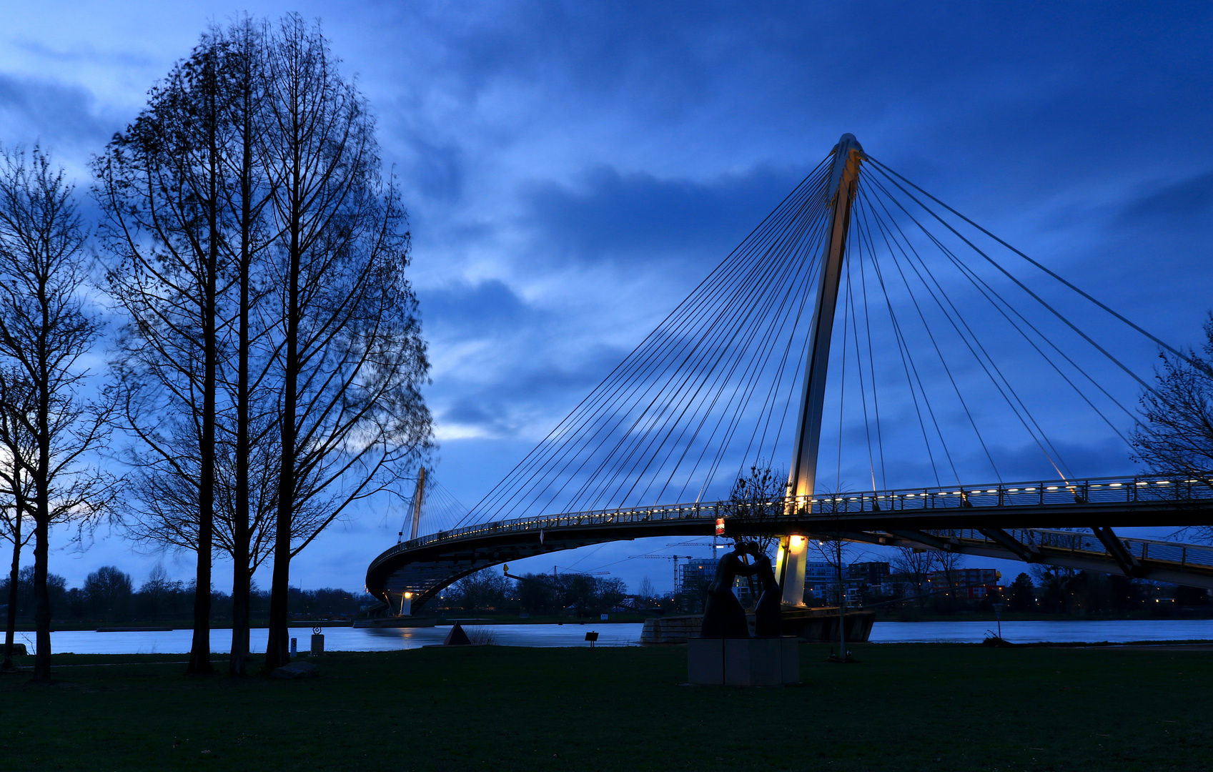 Blaue Stunde bei der Passerelle des deux rives