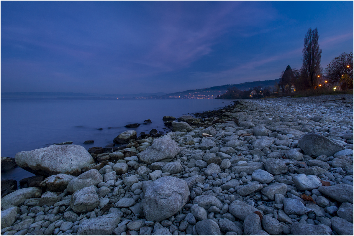 blaue Stunde bei Horn Bodensee (Kanton Thurgau, Schweiz)