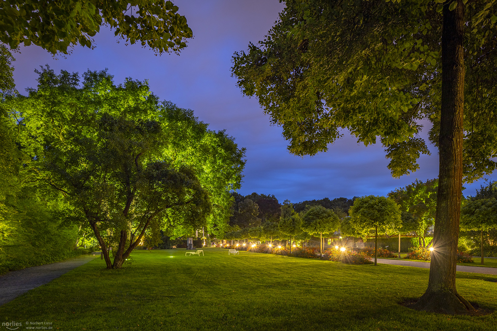 Blaue Stunde im Botanischen Garten Augsburg