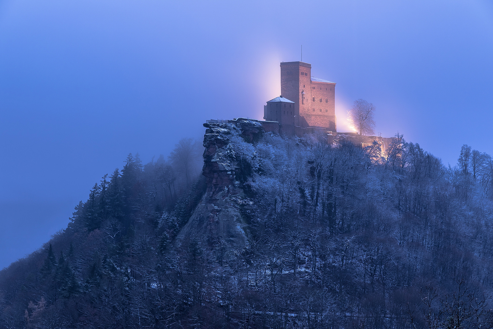 Blaue Stunde im Nebel