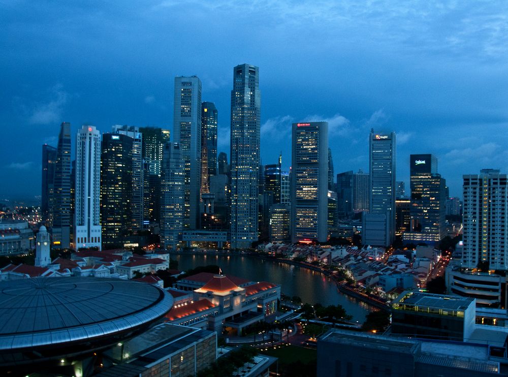 Blaue Stunde in Singapore