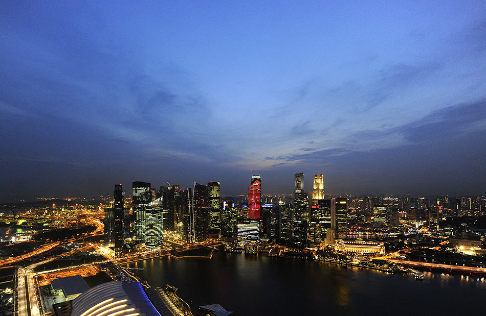 Blaue Stunde in Singapur