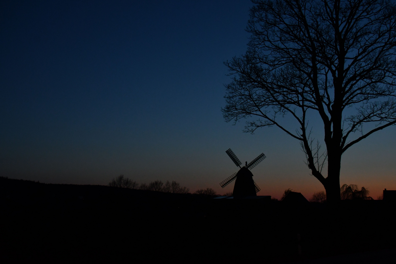 Blaue Stunde Mit Mühle