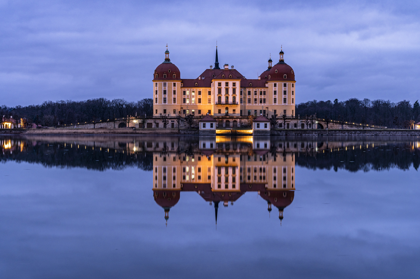 blaue Stunde Schloss Moritzburg 