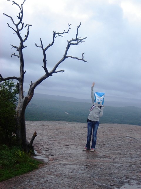 Blaue Tüte auf "Echanted Rock" Texas